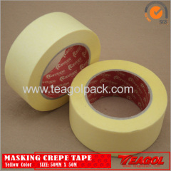 Yellow Crepe Paper Tape Industrial Purpose 50mm x 50m